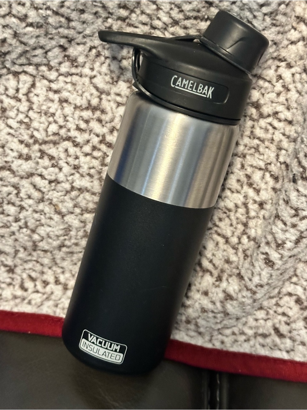 CamelBak Black and Silver Insulated Stainless Steel Bottle with Flip Lid